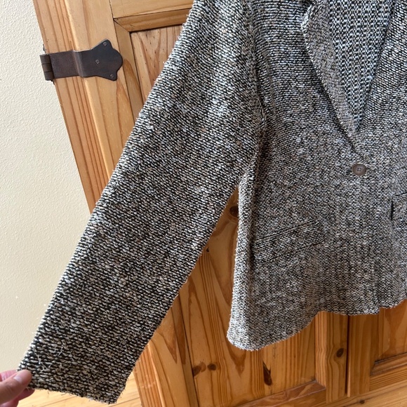 Chicos Tweed Sweater Blazer Brown Cotton Blend Button Closure Women's Size Large - Picture 4 of 8